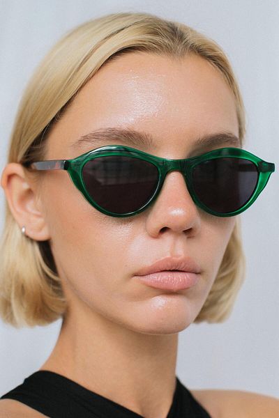 Bilge Karga Magpie - Green Leopard Black Sunglasses