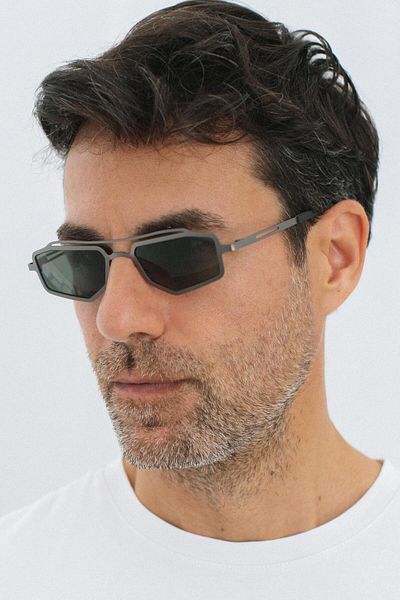 Bilge Karga Ökse Matt Silver Green Men's Sunglasses