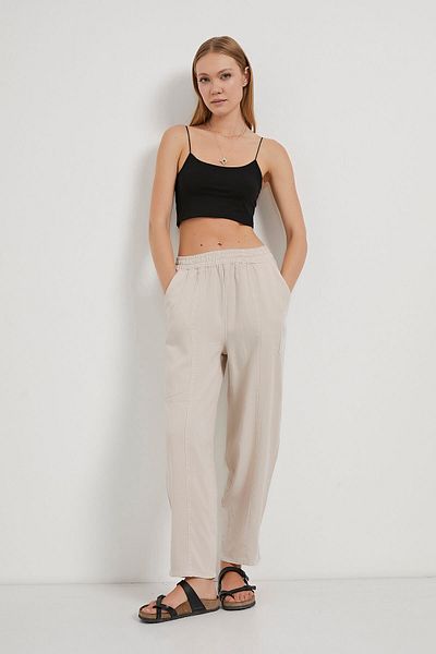 Arma Life Women's Balloon Fit Waist Elastic Wide Leg Stone Trousers