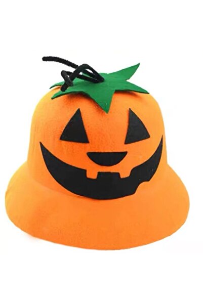 partidolu Keçe Yetişkin halloween Cadılar Bayramı Balkabağı Şapkası Turuncu Renk