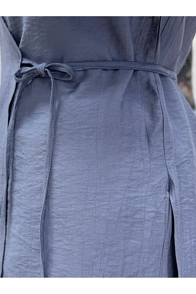 MİHRA STORE Vinmora Strawberry Suit with Side Tie Kimono-Ek544 Gray