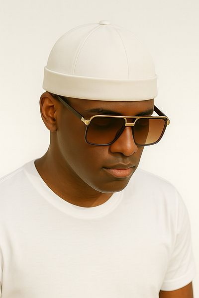 ZERAMİNE White Docker Hat 100% Cotton Adjustable Velcro