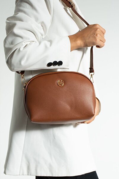 Sanmorris Women's Cross Strap 3 Compartment Double Metal Zipper Gold Accessory Shoulder Bag