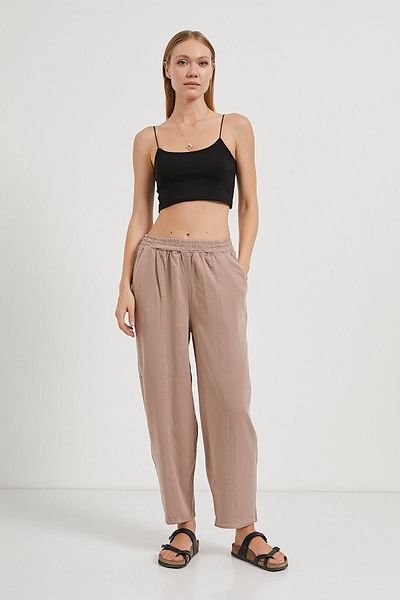 Arma Life Women's Balloon Fit Elastic Waist Loose Mink Trousers