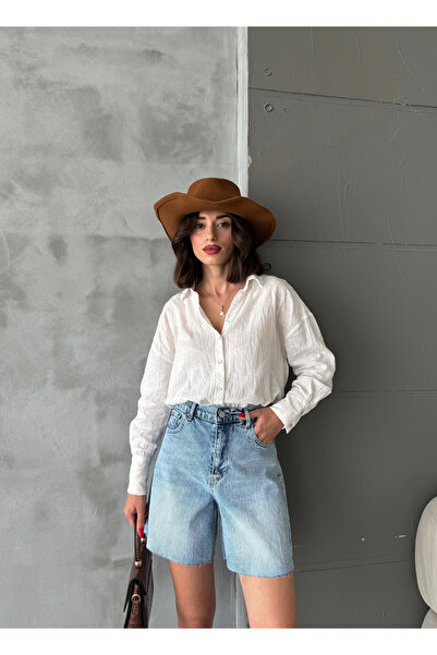 Bluezoni Kadın Özel Tasarım Likralı Kot Şort