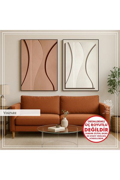 Tablomtr Set de 2 picturi decorative cu cadru metalic imprimat digital cu sticlă - solid