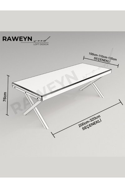 raweyn Dogal Ağaç Sirius Toplantı Masası Beyaz Ayak 100*240*76 Cm-Açık Ceviz