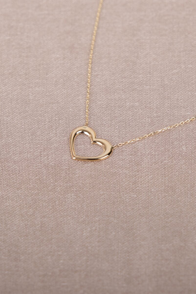 Safir Kuyumculuk 14 Ayar Altın Kalp Kolye - Romantik Ve Şık Tasarım