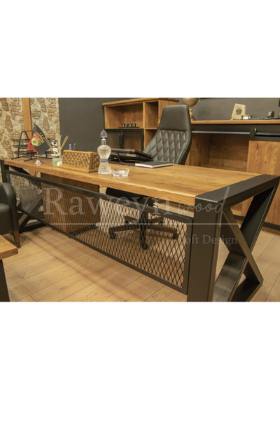 deryawood Raweyn Masif Ağaç Ofis Takım 160 Cm