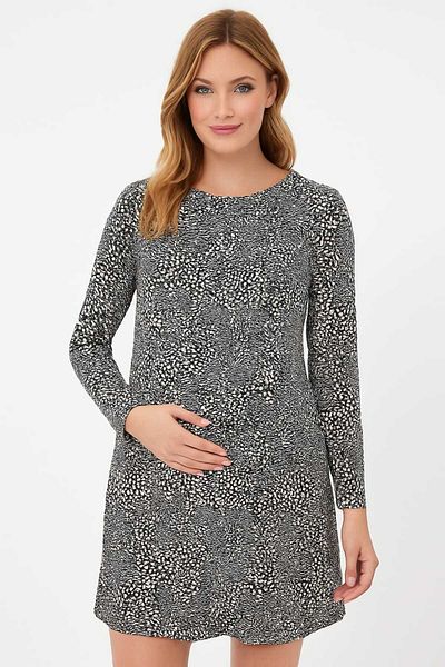 MEGHAN L.A Maternity Tie Waist Cotton Stretch Fabric Tunic Dress