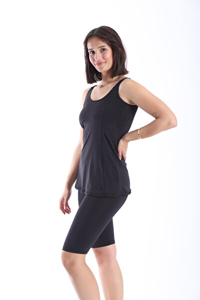 B&S Giyim Kadınlikralı Taytlı Elbise Mayo