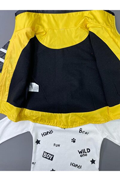 ZİMBOO ERKEK BEBEK TAKIM MİCRO VEREV ŞERİTLİ YAĞMURLUK 3 LÜ AYLIK TAKIM