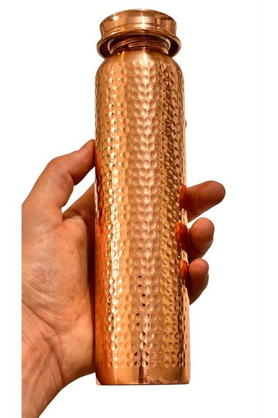 gulflower nude 100% Pure Copper Water Bottle Handmade Natural Very Useful Copper Flask for Health Copper Thermus
