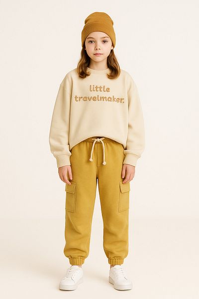 rg kidsstore Hooded Beret Sweatshirt and Sweatpants Set for Kids