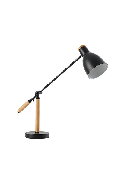 Apliqa Marmo Ahşap Detaylı Siyah Ders Çalışma Masası Lambası