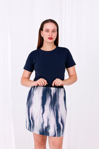 EMSE S E Fusta plisată cu model cu talie elastică