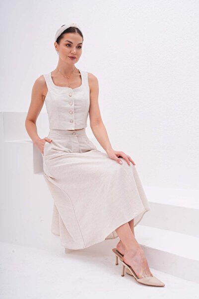 Shine Fine طقم سترة وتنورة بأزرار