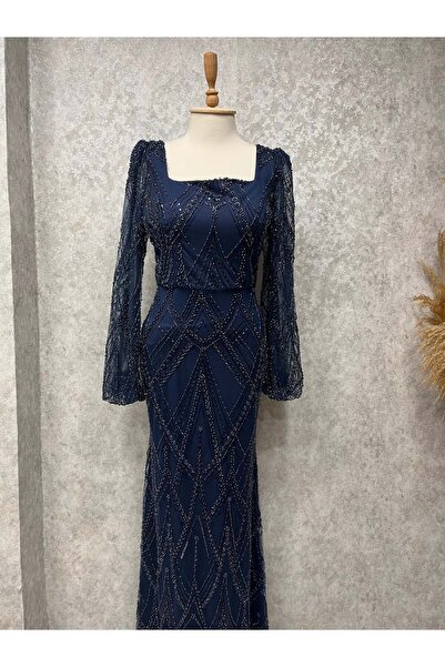 Duman 25Y5186 ABİYE AÇIK KOMPLE TAŞ VE PUL İŞLEMELİ KARE YAKA LACI