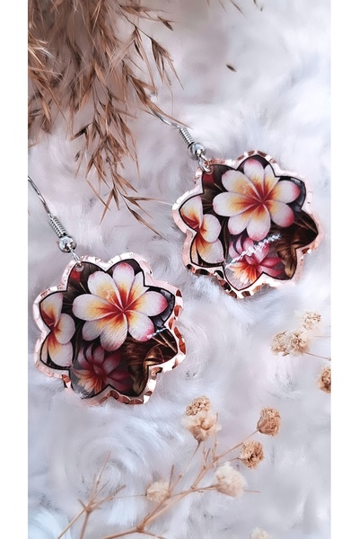 Serenity أقراط نحاسية مع شكل زهرة ملونة