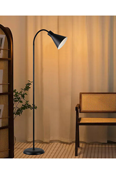 Apliqa Testa Metal Oynar Başlıklı Ayaklı Abajur Siyah Lambader