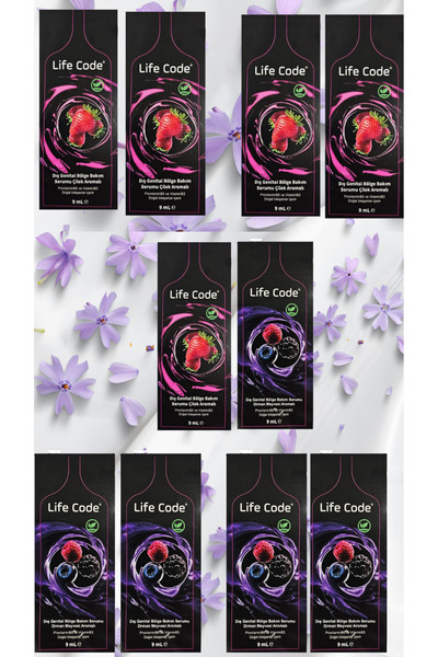 LİFE CODE Kayganlaştırıcı Genital Jel Serum Çilekli 9 Ml. * 5 Adet Orman Meyv...