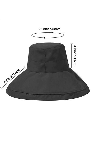 Külah Women's Oversize Mustard Uv Protection Bucket Beach Hat Black