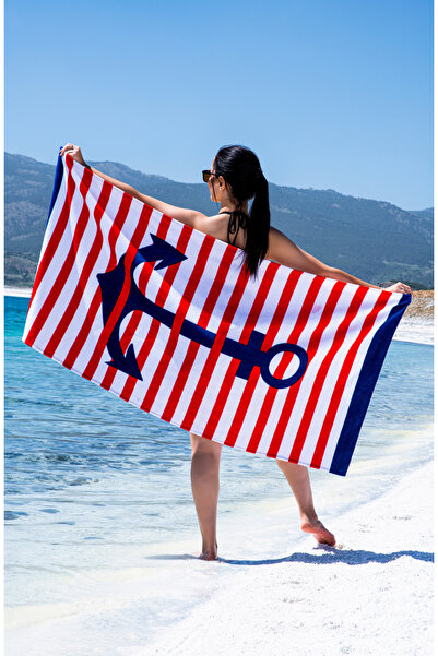 %100 Pamuk Kadife Plaj Beach Havlusu - 75x150 cm, 360gr Marine