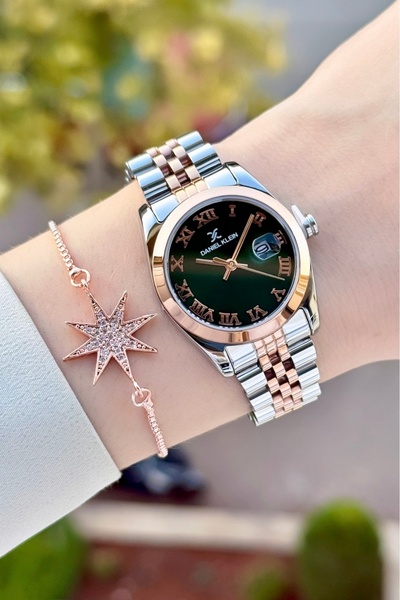 Daniel Klein Kadranı Yeşil Kordonu Rose Gri Renk Ayarlanabilir Kordonlu Kadın...