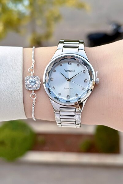 Ferrucci Silver Renk 24 Ay Garantili Kadın Kol Saati Ve Bileklik