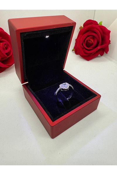 HKN AVM ACCESSORİES Pandora in Light Box, B Ring with Heart Silver White Serious Relationship Ring Gift Ring for Lover