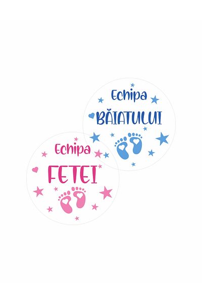 OEM Set of 20 stickers for Gender Reveal party - Team Boy Team Girl, 7 cm, model 2