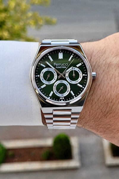 Ferrucci Kadranı Yeşil Kordonu Metalik Renk 2 Yıl Garantili Göstergeleri Aktif Erkek Kol Saati