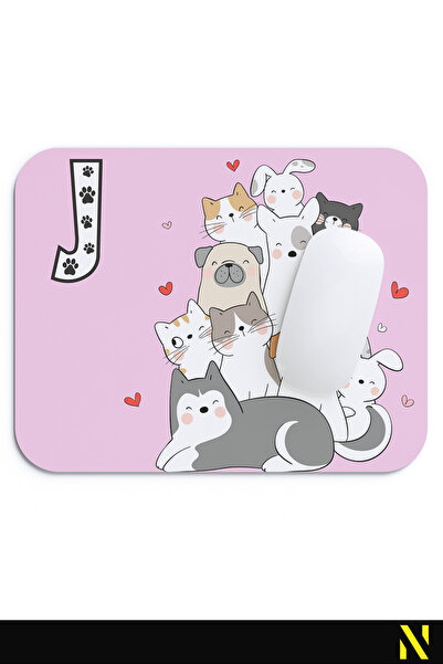 nilizma J-образна ергономична подложка за мишка с мотиви на сладки животни - 22 cm x 18 cm - подложка за мишка с неплъзгаща се основа