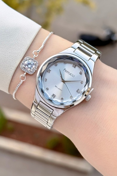 Ferrucci Metalik Renk 2 Yıl Garantili Kadın Kol Saati Ve Bileklik