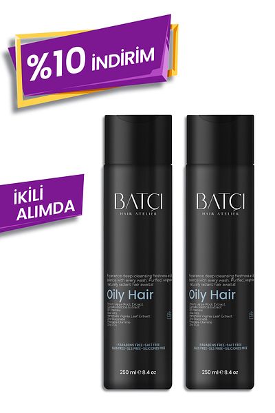 Batçı Hair Atelier Anti-Oil Arctium Lappa Root Extract,Shampoo 250 ml Advantageous Set of 2