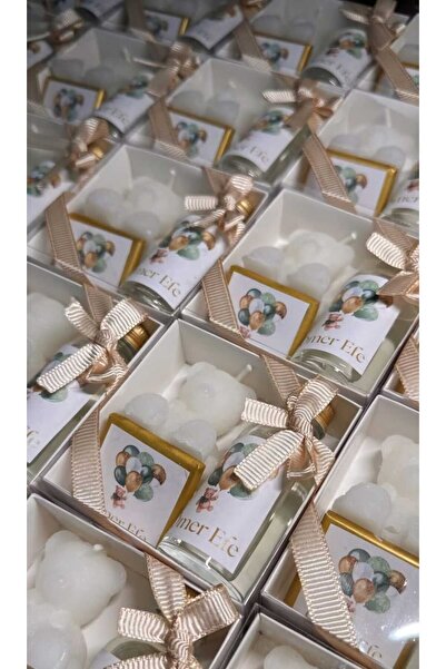 3DLuxeDekor Çikolata Ayıcık Mum Kolonya Hediyelik 10 ADET (Bebek, Söz, Nişan,...