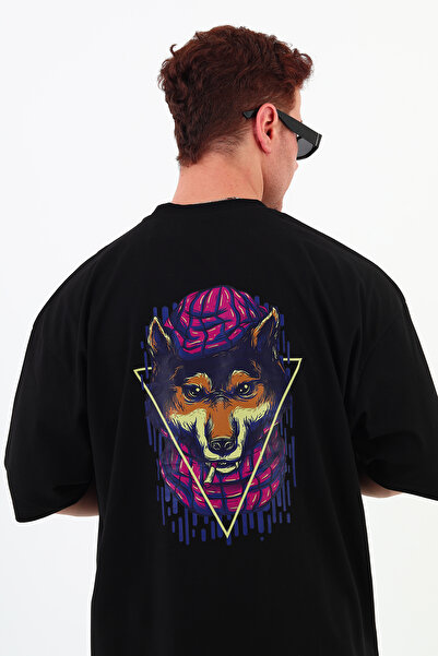 mantova تي شيرت وولف كبير الحجم |   طباعة على الظهر – تي شيرت للجنسين بتصميم ...