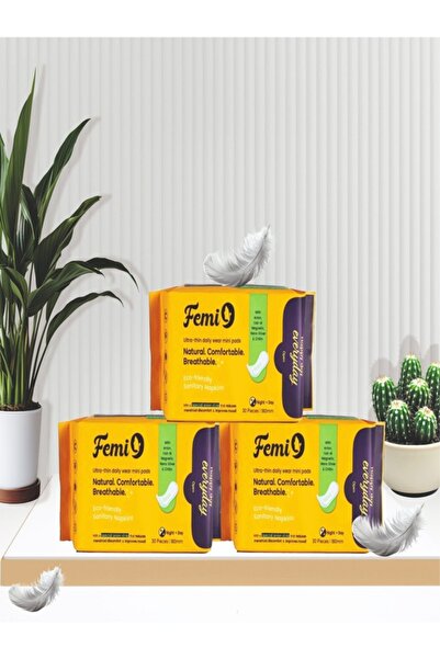 Femi9UAE فوط صحية صغيرة رقيقة للغاية للاستخدام اليومي من فيمي 9، 9 طبقات حماي...