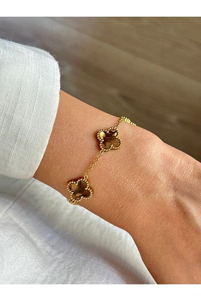 YOUES JEWELRY 316l الصلب بيرليسسينت الهولوغرام البني سوار النساء الرجال للجنسين سوار الذهب مزدوج الوجهين