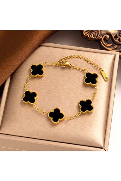 Kuşkaya Ticaret سوار البرسيم من الفولاذ المقاوم للصدأ باللون الأسود الذهبي | ...