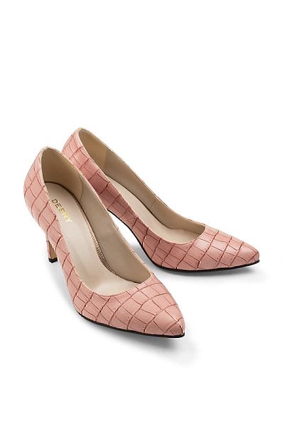 Deery Γυναικεία παπούτσια με τακούνι Pink Crocodile Stiletto