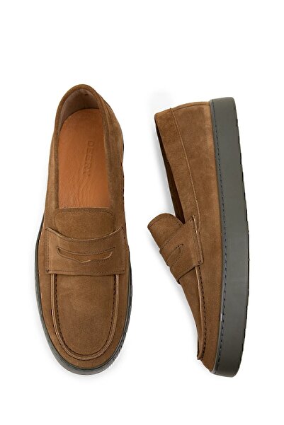 Deery Genuine Suede Tan Color Loafer Men's Shoes