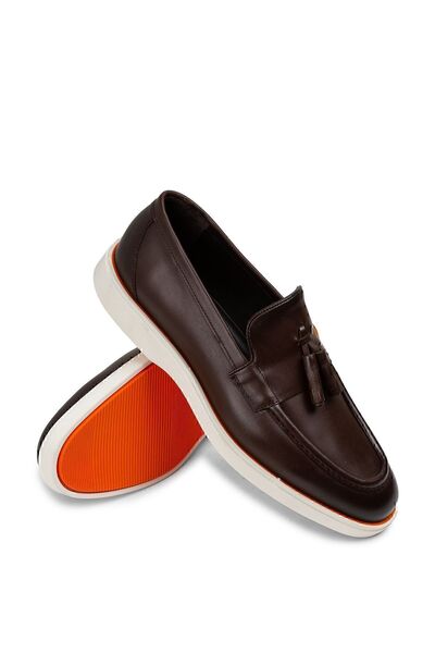 Deery Мъжки мокасини от естествена кожа с кафяви пискюли