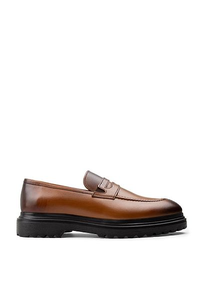 Deery Pánské boty z pravé kůže Tan Color Loafer
