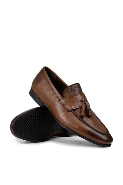 Deery Hakiki Deri Taba Rengi Püsküllü Erkek Loafer