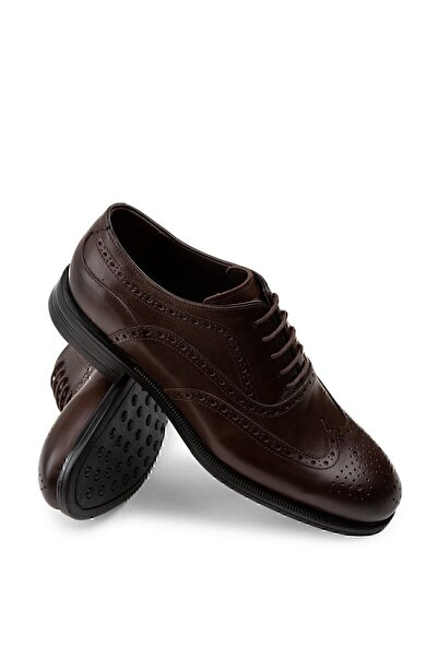 Deery Hakiki Deri Kahverengi Klasik Erkek Oxford Ayakkabı