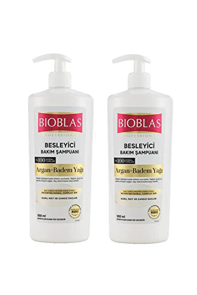 Bioblas 2 Adet Argan Badem Yağı 900 ml Professional Besleyici Bakım Şampuanı % 100 Doğal Yağlar