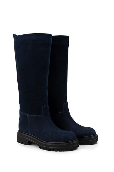 Deery Γνήσιες γυναικείες μπότες Suede Navy Blue