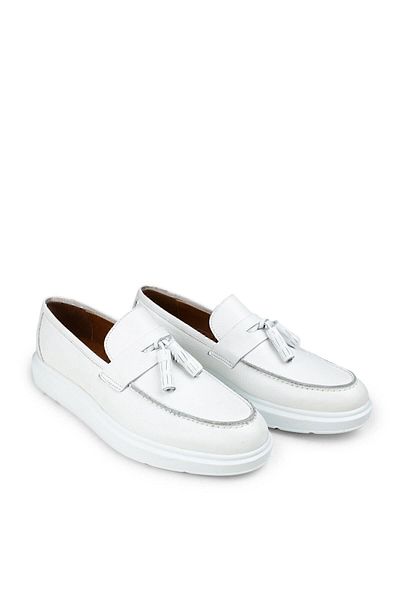 Deery Ανδρικά παπούτσια Loafer Comfort από Γνήσιο Δερμάτινο Λευκό