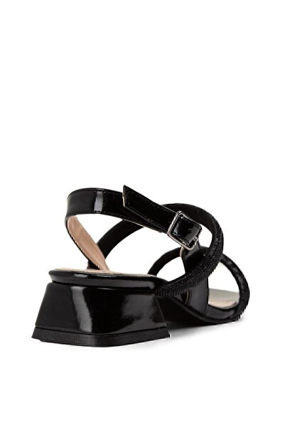 Deery Black Heeled Women's Evening Dress Shoes